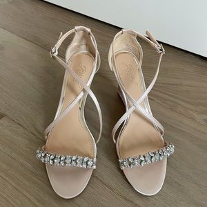 Badgley Mischka wedge sandal with crystal jewels